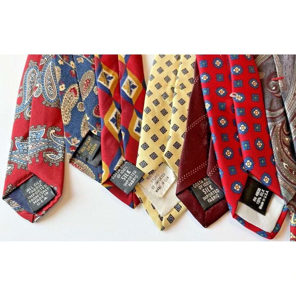 Vintage Men's SILK Ties Lot Of 20 - Classic Paisley Geometric Polka Dot Variety